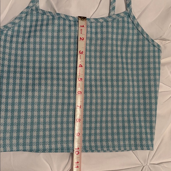 Blue Checkered Crop Top and Skirt Set - Picture 5 of 7